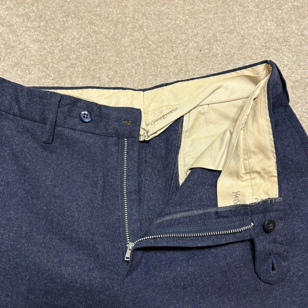 Vtg Yves Saint Laurent Pants Mens 31x30 Navy Wool Pleated Dress Talon 70s‎ 80s